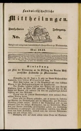 Funfzehnter Jahrgang. No. 5.