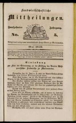 Funfzehnter Jahrgang. No. 5.