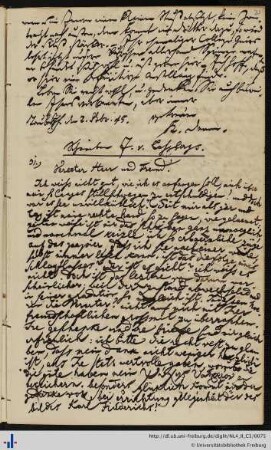 Brief von Joseph von Laßberg an Grieshaber (26.02.1845)