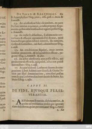 Caput XI. De Fide, Eiusque Perseverantia.