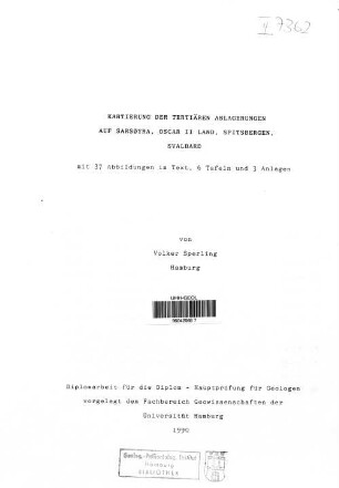 Kartierung der tertiären Ablagerungen auf Sarsoyra, Oscar II Land, Spitsbergen, Svalbard