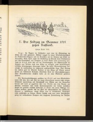 E. Der Feldzug im Sommer 1915 gegen Rußland