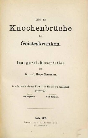 Über die Knochenbrüche bei Geisteskranken