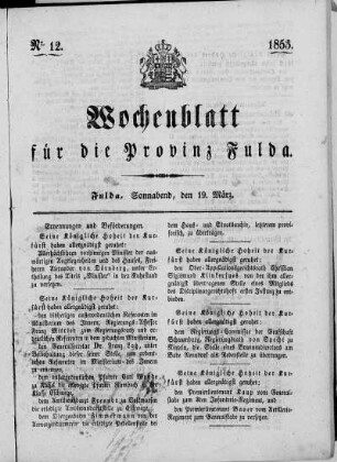 Nr. 12, Ausgabe vom 19. März 1853