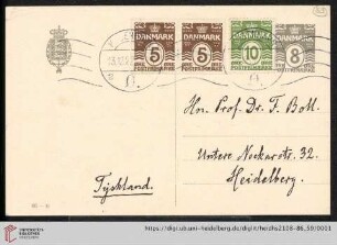 Briefe von Johan L. Heiberg an Franz Boll: Karte von Johan L. Heiberg an Franz Boll