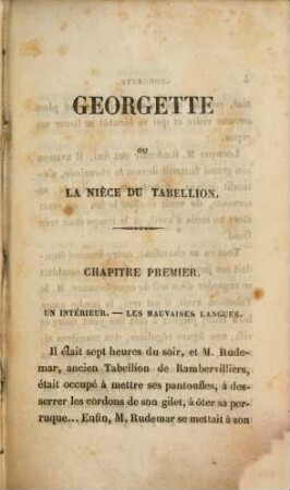 Oeuvres complètes de Ch. Paul de Kock, 3. Georgette ou la Niece du Tabellion ; t. 1