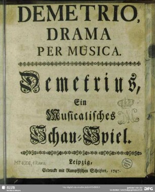 Demetrio : Drama Per Musica