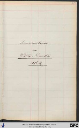 [fol. 375] Wintersemester 1886/87