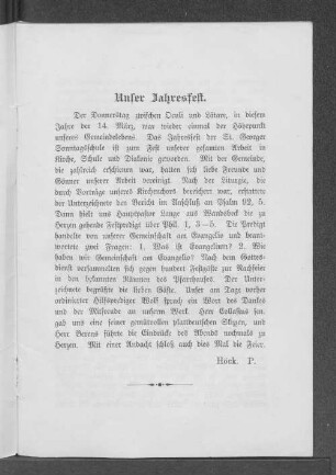 Unser Jahresfest.