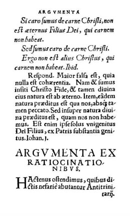 Argvmenta Ex Ratiocinationibvs