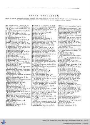 Index alphabeticus titulorum.