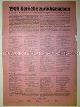 Maueranschlag mit Deklaration der Landesverwaltung Sachsen zum Volksentscheid 1946