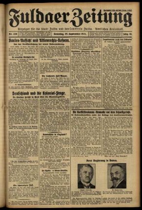 Ausgabe vom Samstag, den 19. September 1931.