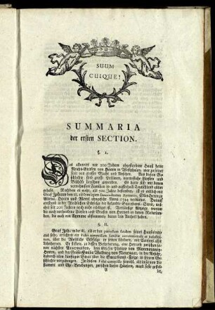 Summaria der ersten Section.