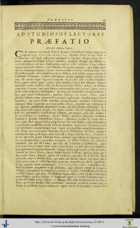 Ad studiosos lectores praefatio.