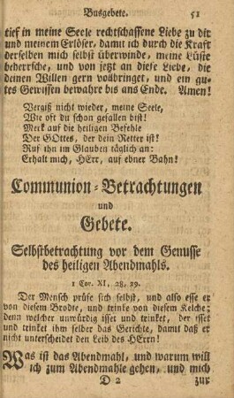 Selbstbetrachtung vor dem Genusse des heiligen Abendmahls