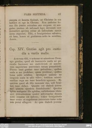 Cap. XIV. Gratias agit pro custodia a variis malis.