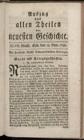 XLVII. Nachl. Cob. den 25. Nov. 1758.
