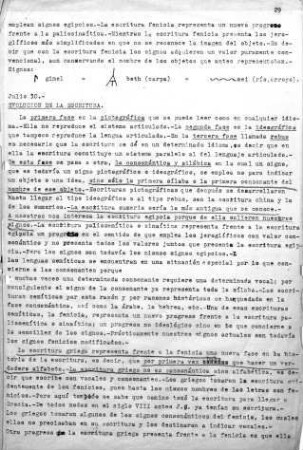 29-31, Evolución de la escritura (Julio 30.-)