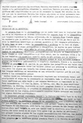 29-31, Evolución de la escritura (Julio 30.-)
