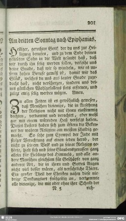 Am dritten Sonntag nach Epiphanias