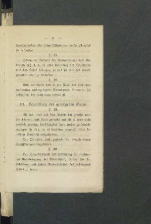 III. Behandlung des geborgenen Gutes.