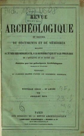 Revue archéologique. 28 = A. 15. 1874