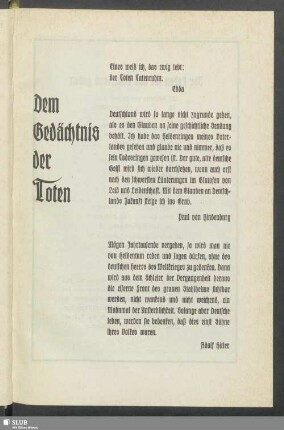 Dem Gedächtnis der Toten