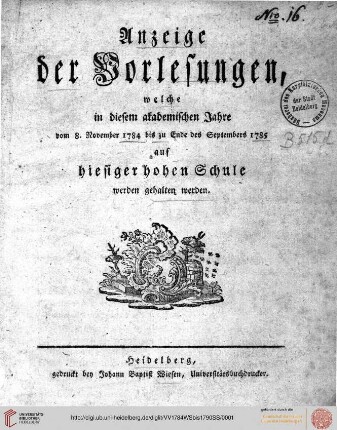 Wintersemester 1784/1785