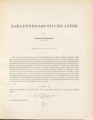 Zahlentheoretische Saẗze : (Besonders abgedruckt aus dem 57. Bande der Denkschriften der mathem.-naturw. Classe der Kais. Akad. der Wissenschaften.)