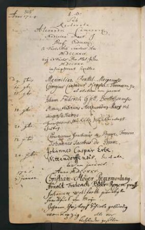 Winterhalbjahr 1724/1725. Rektorat Alexander Camerarius