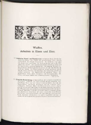 Waffen. Arbeiten in Eisen und Zinn