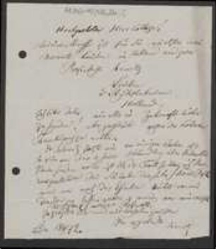 Brief von August Kanitz an Unbekannt