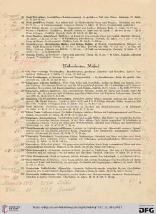 Holzarbeiten, Möbel (Nr. 197-217)