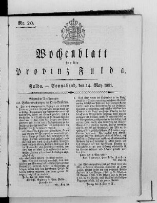 Nr. 20, Ausgabe vom 14. Mai 1831