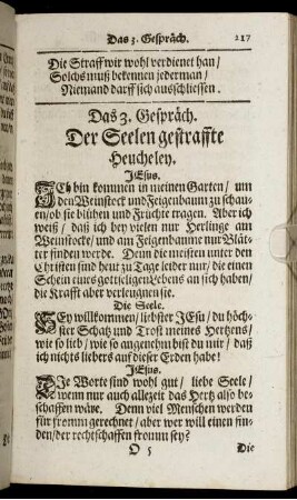 Das 3. Gespräch. Der Seelen gestraffte Heucheley.