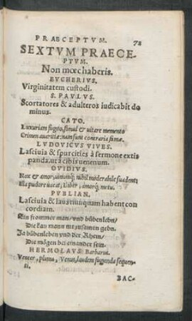 Sextum Praeceptum.