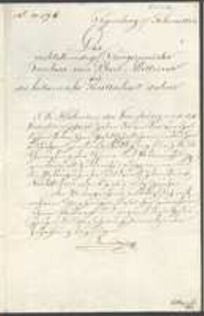 Brief von Gottlieb von Thon-Dittmer an Regensburgische Botanische Gesellschaft