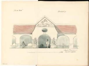 Quellfassung Monatskonkurrenz April 1906: Aufriss Straßenansicht 1:25; Maßstabsleiste
