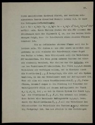 Berechnung der Welt-Linie eines beliebigen Punktes aus der des Mittelpunktes