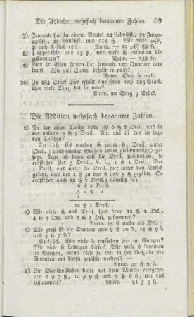 Die Addition mehrfach benannter Zahlen.