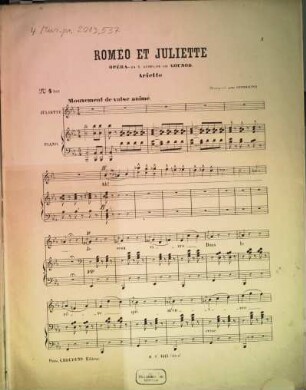 Roméo et Juliette : opéra en 5 actes de Jules Barbier & M. Carré. 4ter, Ariette : Je veux vivre ; [transposée pour contralto]