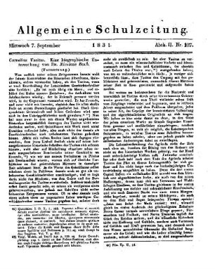 Cornelius Tacitus : eine biographische Untersuchung ; (Fortsetzung) ; (Fortsetzung folgt)