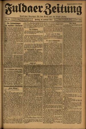 Erste Ausgabe vom Freitag, den 16. Februar 1923.