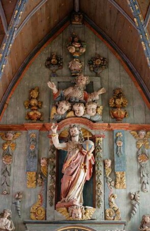 Frankreich. Bretagne. Finistere. Locmelar. Kirche 16 bis 17 Jahrhundert. Über Hauptaltar