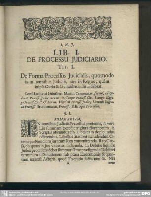 Lib. I. De Processu Iudiciario