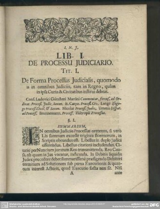 Lib. I. De Processu Iudiciario