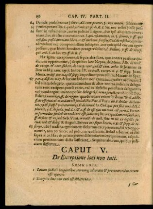 Caput V. De Exceptione loci non tuti.