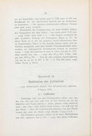 Abschnitt III. Deklination der Zahlwörter.
