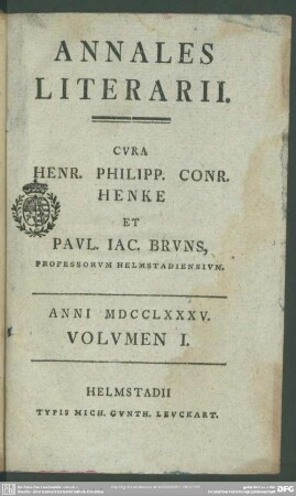 1785,1: Annales literarii Helmstadienses